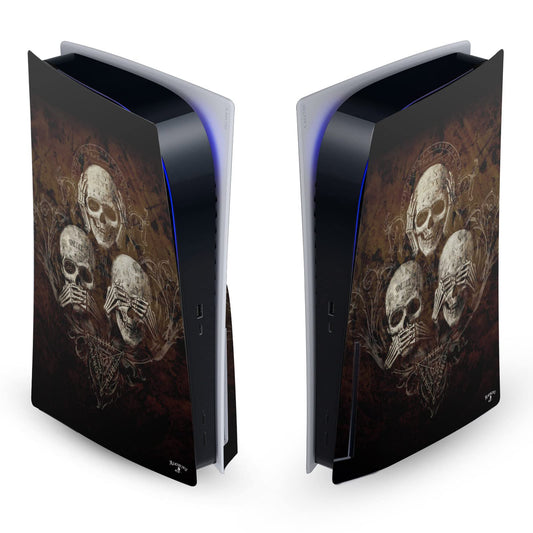 Head Case Designs Officially Licensed Alchemy Gothic No Evil Three Skull Gothic Vinyl Faceplate Sticker Gaming Skin Decal Cover Compatible With Sony PlayStation 5 PS5 Disc Edition Console