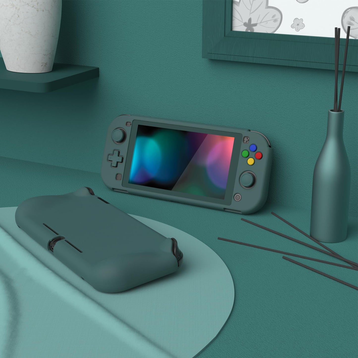 PlayVital ZealProtect Case for Nintendo Switch Lite - Ergonomic Grip, Shock-Absorbent, Anti-Scratch, Hunter Green