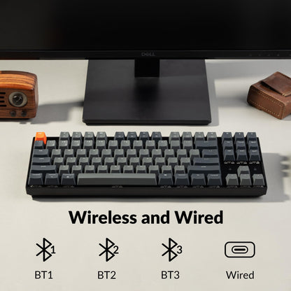 Keychron K8 Tenkeyless Wireless Mechanical Keyboard - Brown Switch, Bluetooth, White Backlight for Mac & Windows, Model K8-A3