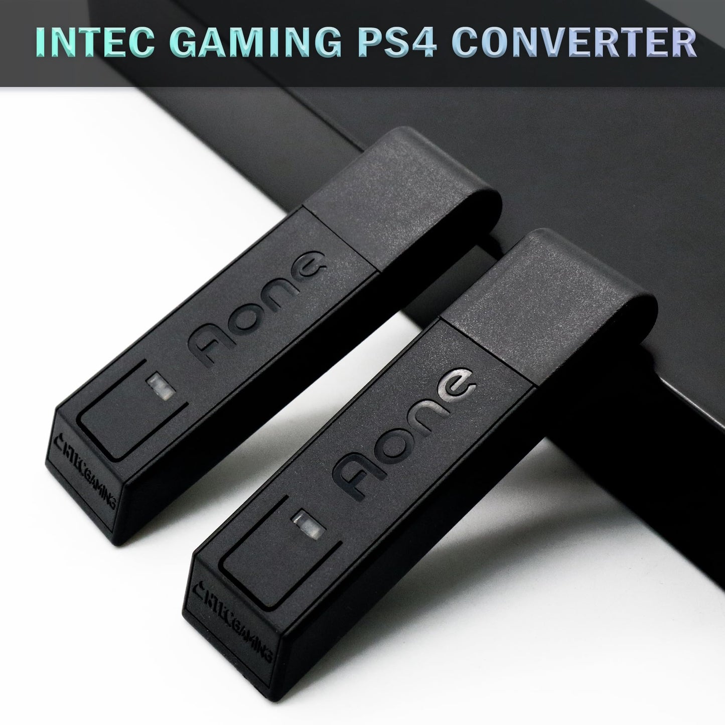 Intec Gaming PS4 Converter for Switch Fighting Stick - Wireless Adapter for PS4 Console, 2-Pack, Black, Model G7327