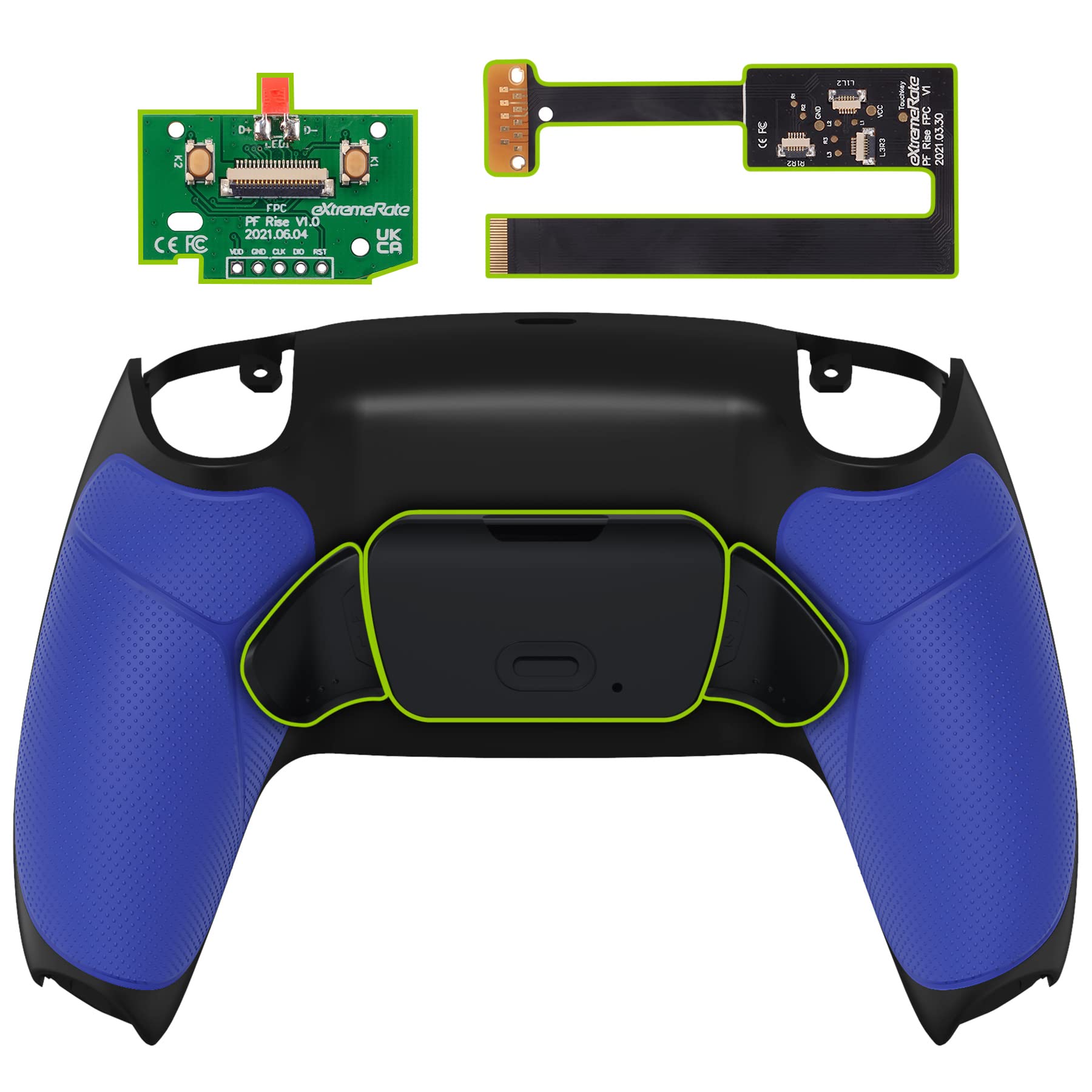 eXtremeRate Blue Rubberized Grip Programable Rise 2.0 Remap Kit for PS5 Controller BDM-010 BDM-020 Models  Custom Upgrade Board & Redesigned Back Shell & Back Buttons Set for PS5 Controller