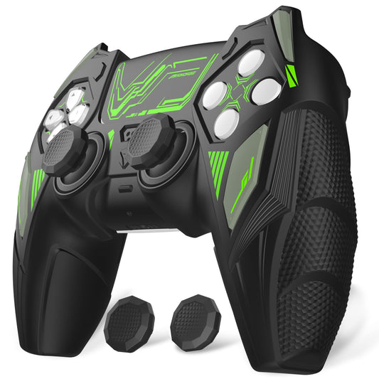 PlayVital Silicone Skin Set for PS5 Controller - Mecha Rhino Design  Anti-Slip Grip Cover Protector Compatible with Charging Dock  with Thumb Grips & Touchpad Sticker - Black & Green