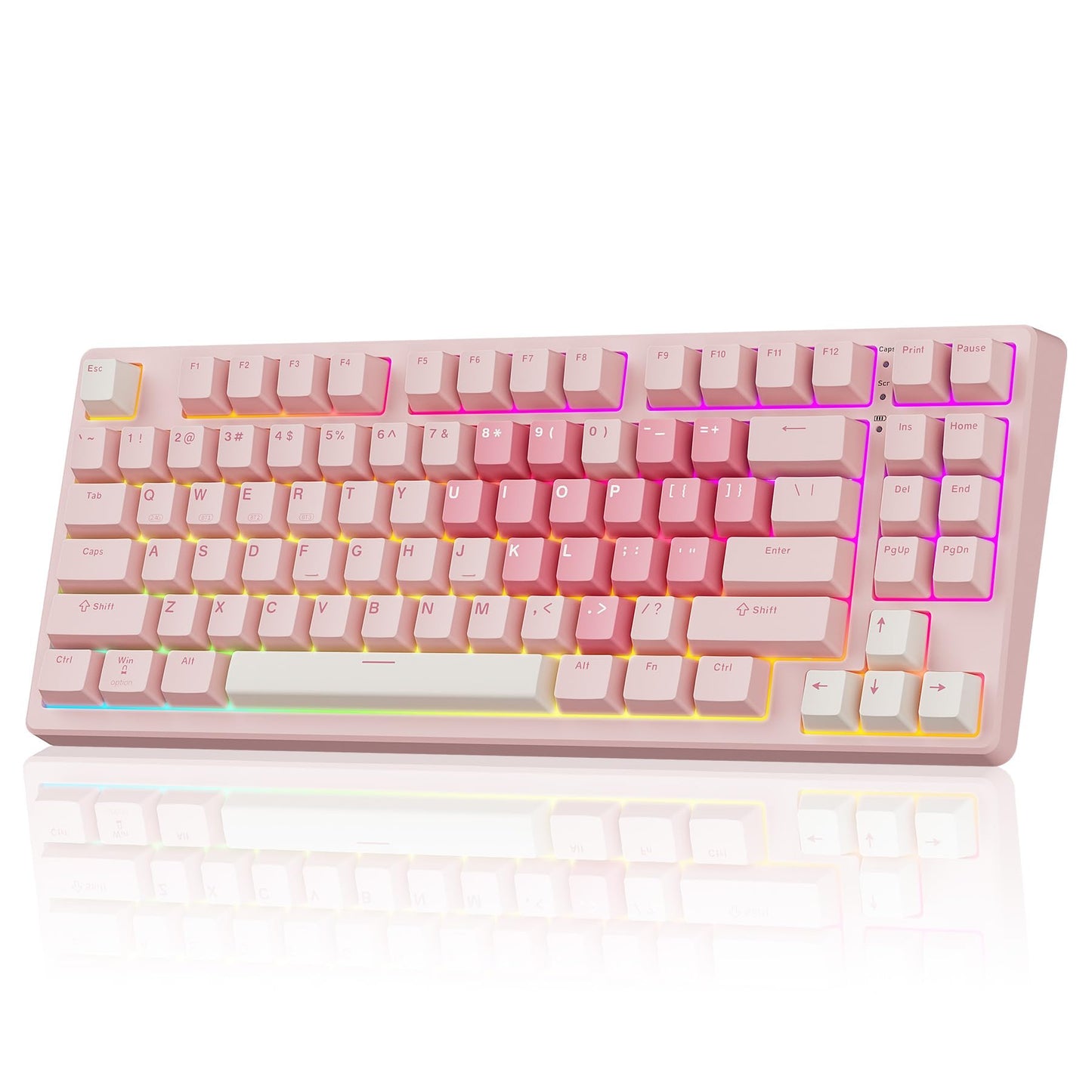 Kisnt KN85 Wireless Mechanical Gaming Keyboard, 75% Layout with RGB Backlit, Custom Hot Swappable, Creamy Sound, Bluetooth/2.4GH