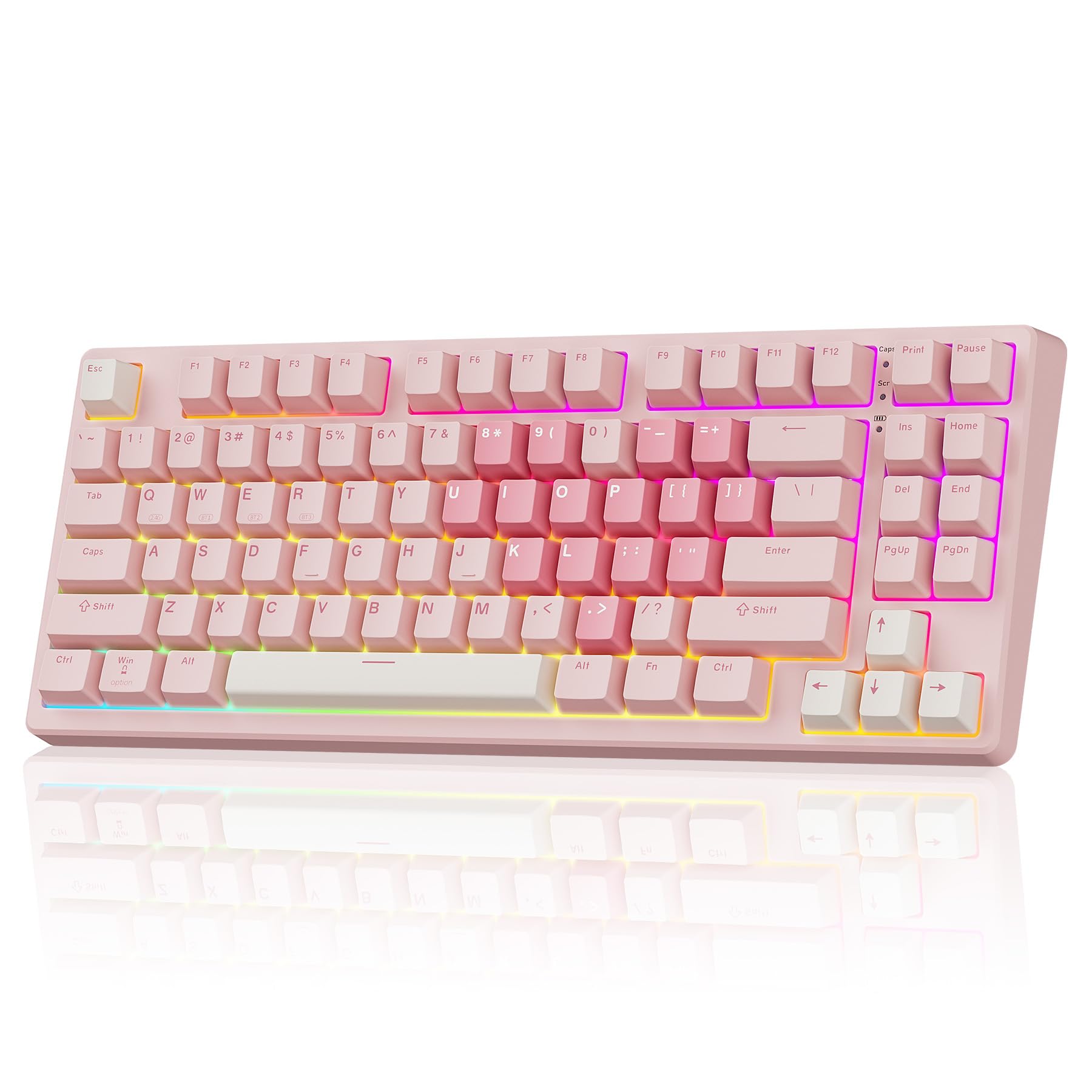 Kisnt KN85 Wireless Mechanical Gaming Keyboard, 75% Layout with RGB Backlit, Custom Hot Swappable, Creamy Sound, Bluetooth/2.4GH
