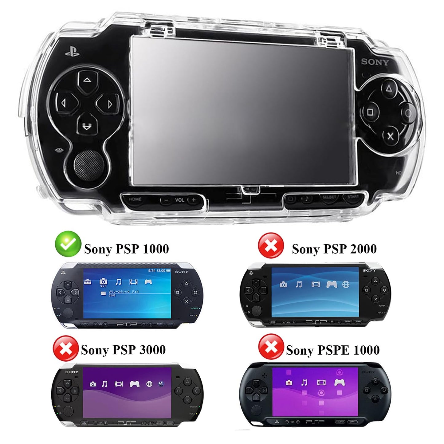 OSTENT Clear Hard Cover Case for Sony PSP 1000 - Durable Protector Shell for Travel