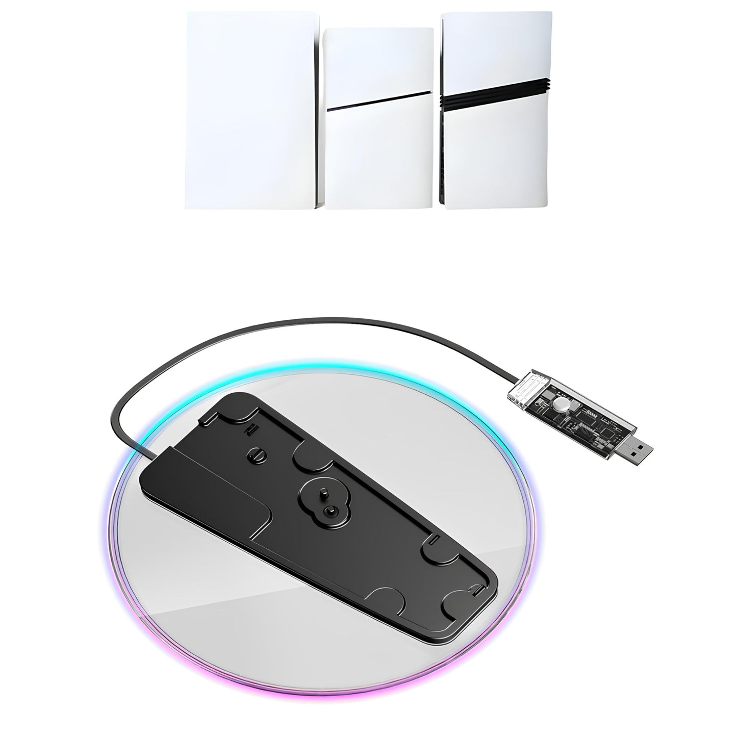 PS5 Stand with RGB Lighting Compatible with PS5 Pro/Slim/Digital/Disc Vertical Stand for PlayStation 5/ps5 Accessories Non-Slip Base Design