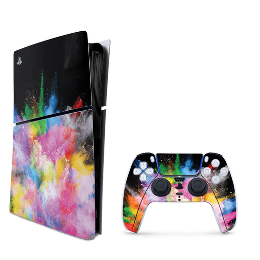 MightySkins Skin Compatible with Playstation 5 Slim Digital Edition Bundle - Paintsplosion | Protective  Durable  and Unique Vinyl Decal wrap Cover | Easy to Apply | Made in The USA