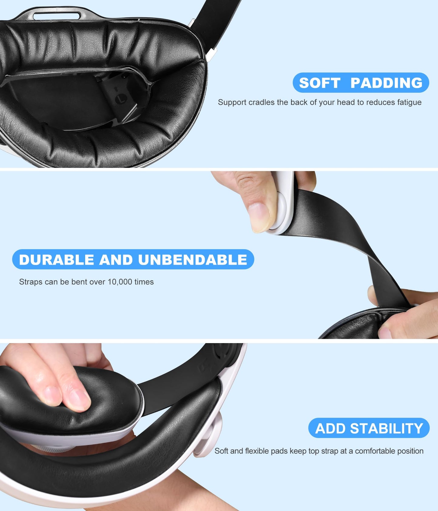 DXKK VR Head Strap for Meta Quest 3/3S/2, Adjustable with Battery & Charger Dock, Enhanced Comfort, White