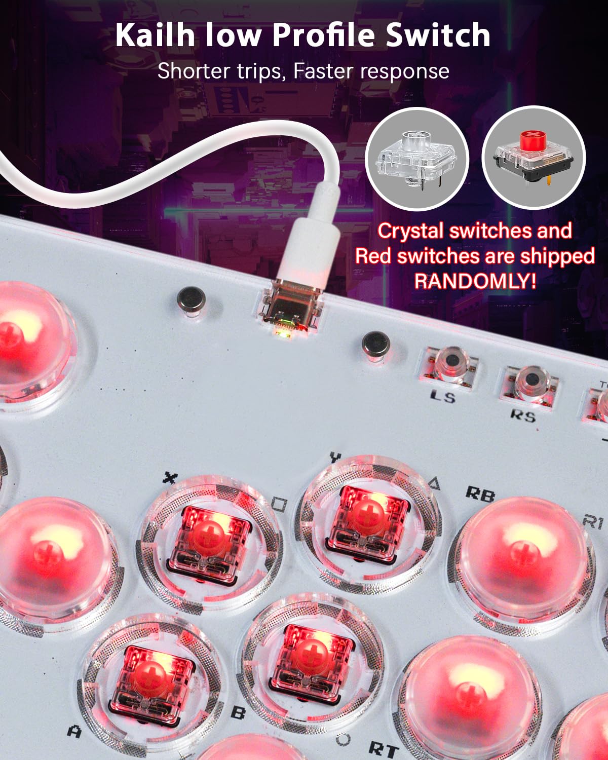 Sehawei Haute42 Arcade Stick - 16 Keys, Turbo Functions, Custom RGB, T16 White, Compatible with PC/PS3/PS4/Switch/Steam