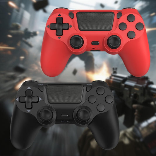 Hiyuky Wireless Controller 2 Pack for PS4/PC - Black+Red, Dual Vibration, Motion Control, Audio Jack