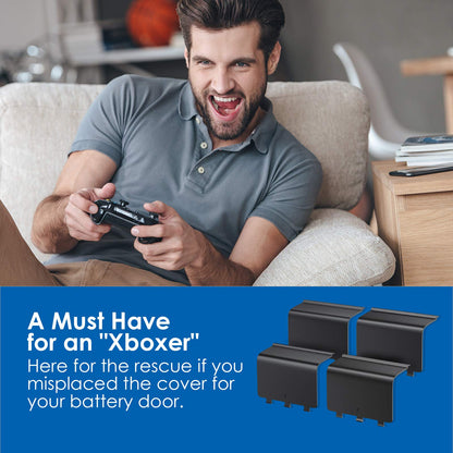 Avorast 4 Pack Battery Back Cover for Xbox One/One S/One X Controllers - Black, Model VG078, Replacement Shells Compatible with Xbox Controllers