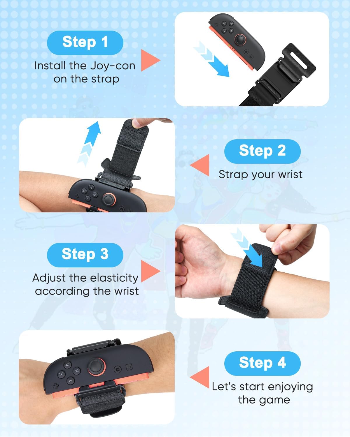 MENEEA Adjustable Wrist Bands for Nintendo Switch 2/1 - Black, Compatible with Just Dance 2026/2025/2024 & Zumba, for Adults & Kids