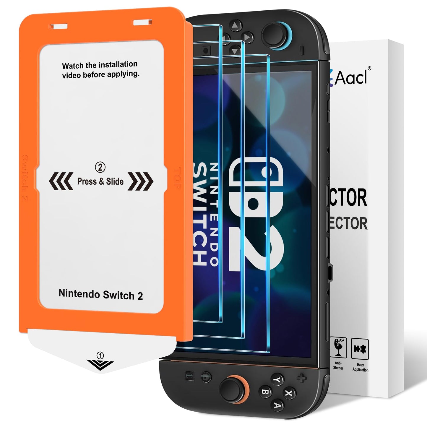 AACL 3 Pack for Nintendo Switch 2 2025 Screen Protector - Tempered Glass Screen Protector for Switch 2  9H Tempered Glass | 7.9-inch | Alignment Tool