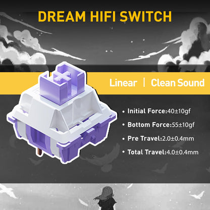 DAREU EK75PRO Wireless Mechanical Gaming Keyboard, RGB, 75%, Hot-Swappable, Gasket Mount, Grey & Black, HIFI Dream Switch