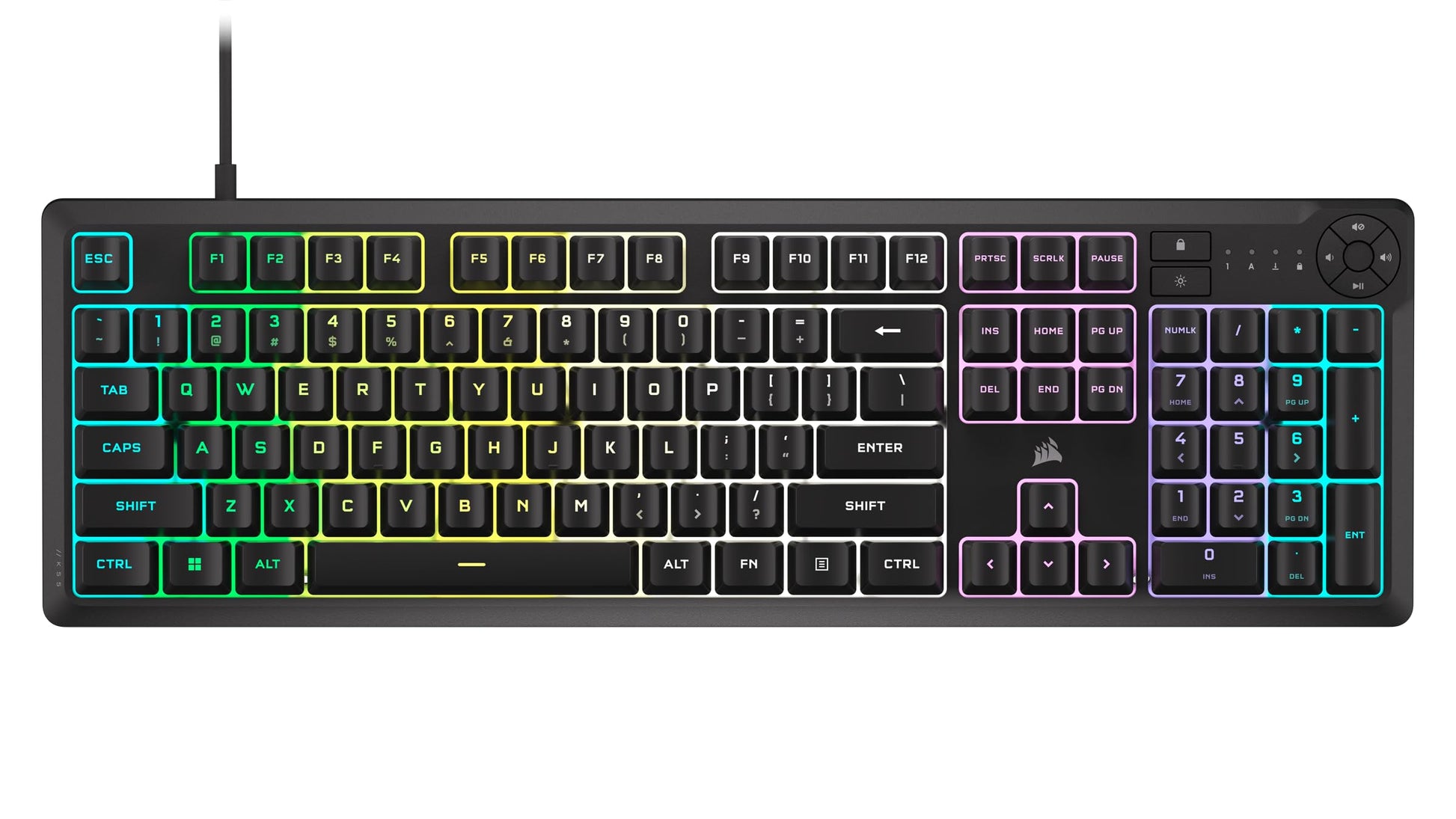 Corsair K55 CORE RGB Gaming Keyboard – Quiet Switches, Spill Resistant, Ten-Zone RGB, iCUE Compatible, QWERTY NA, Black