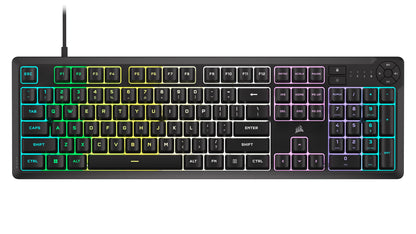 Corsair K55 CORE RGB Gaming Keyboard – Quiet Switches, Spill Resistant, Ten-Zone RGB, iCUE Compatible, QWERTY NA, Black