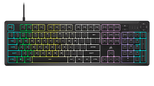 Corsair K55 CORE RGB Gaming Keyboard – Quiet Switches, Spill Resistant, Ten-Zone RGB, iCUE Compatible, QWERTY NA, Black