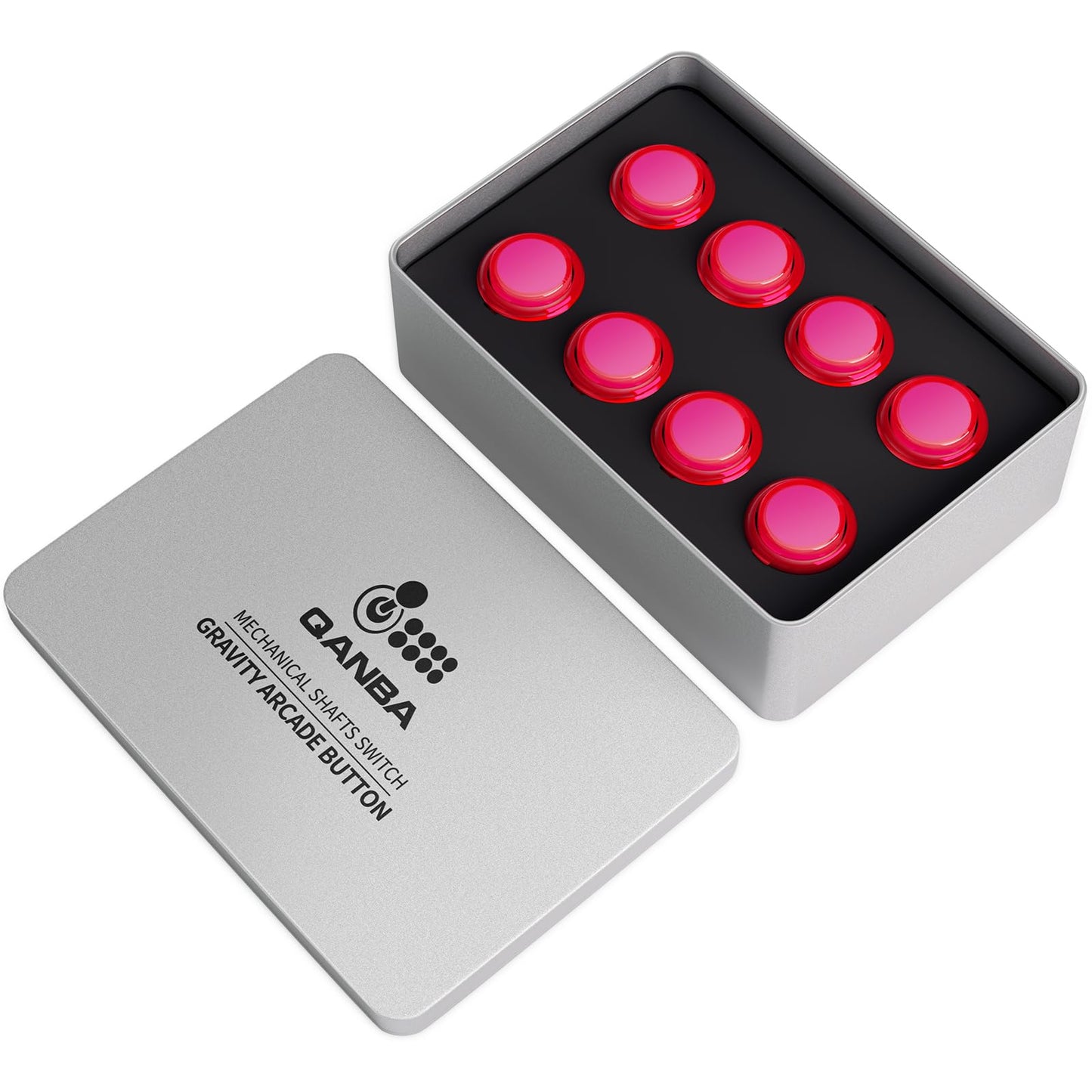 qanba Gravity KS Mechanical Arcade Buttons 30mm Snap-In Mechanical Pushbutton (Boxed (Clear Pink D12(8 pcs))