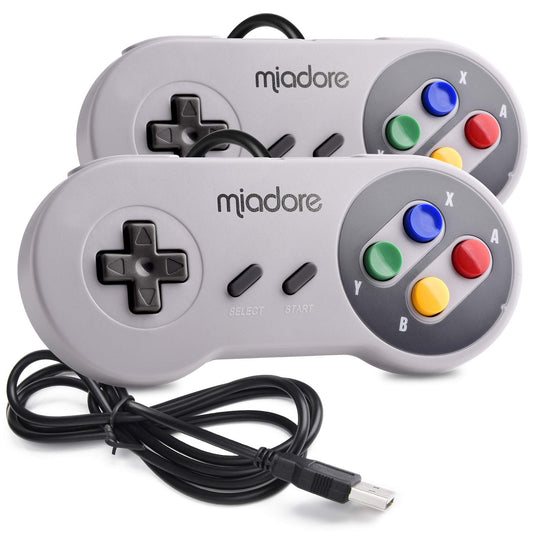 2 Pack USB Controller for SNES Retro Gaming  miadore SNES USB Classic Gamepad Joypad Gamestick for Windows PC MAC Linux Retropie Raspberry Pi 3