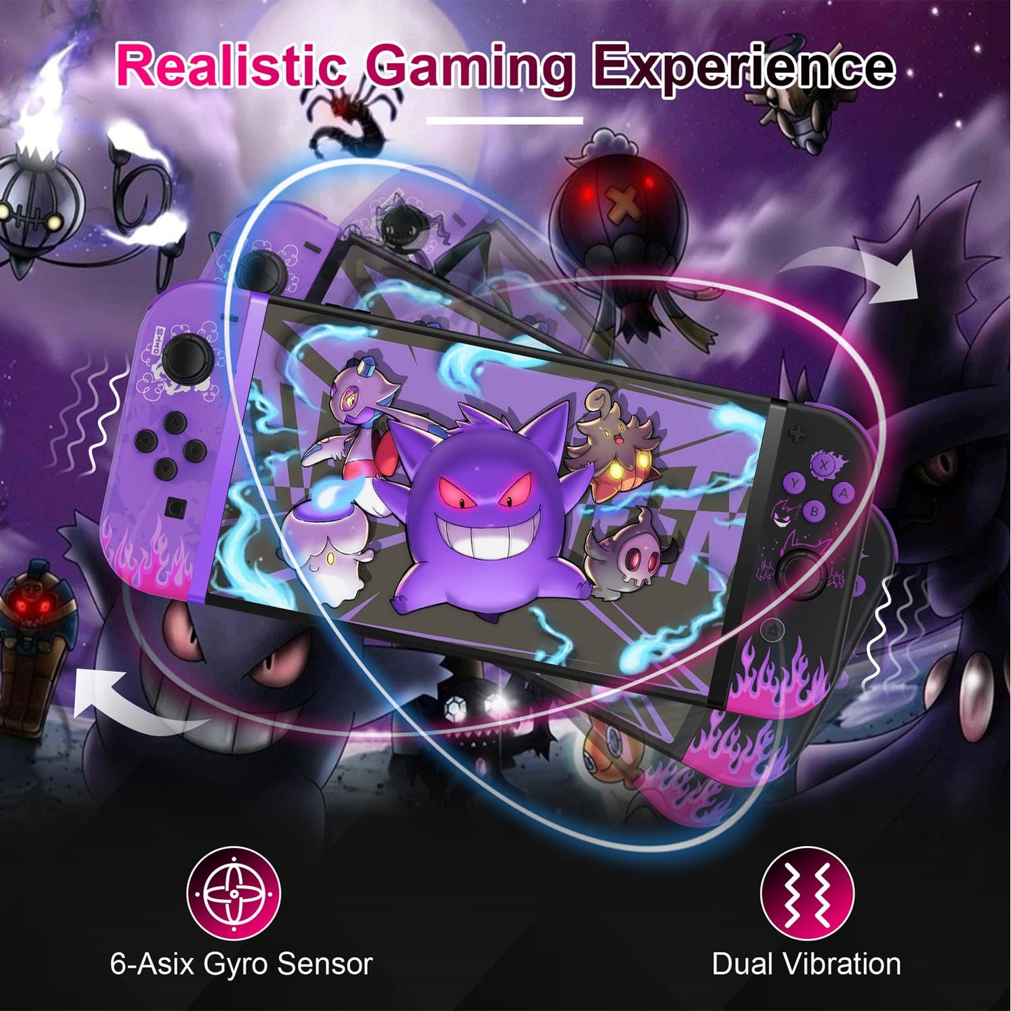 Kipylca Wireless Nintendo Switch Joycon Controller - Purple, 6-Axis Gyro, Vibration, Motion Control, Wake-up, Screenshot