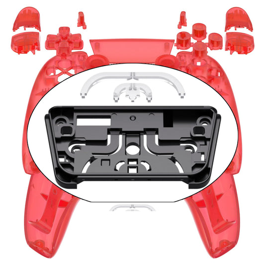 eXtremeRate Replacement Full Set Shell with Buttons Touchpad Cover  Custom Clear Red Decorative Trim Shell Front Back Plates Compatible with p 5 Controller BDM-030 BDM-040 BDM-050 Models