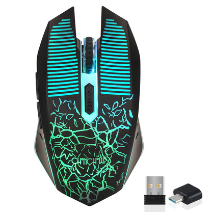 CHONCHOW Wireless Gaming Mouse 3600 DPI Rechargeable LED Backlit USB Receiver - Black, Model US-WG43, Compatible with PC, Mac, PS4, Xbox