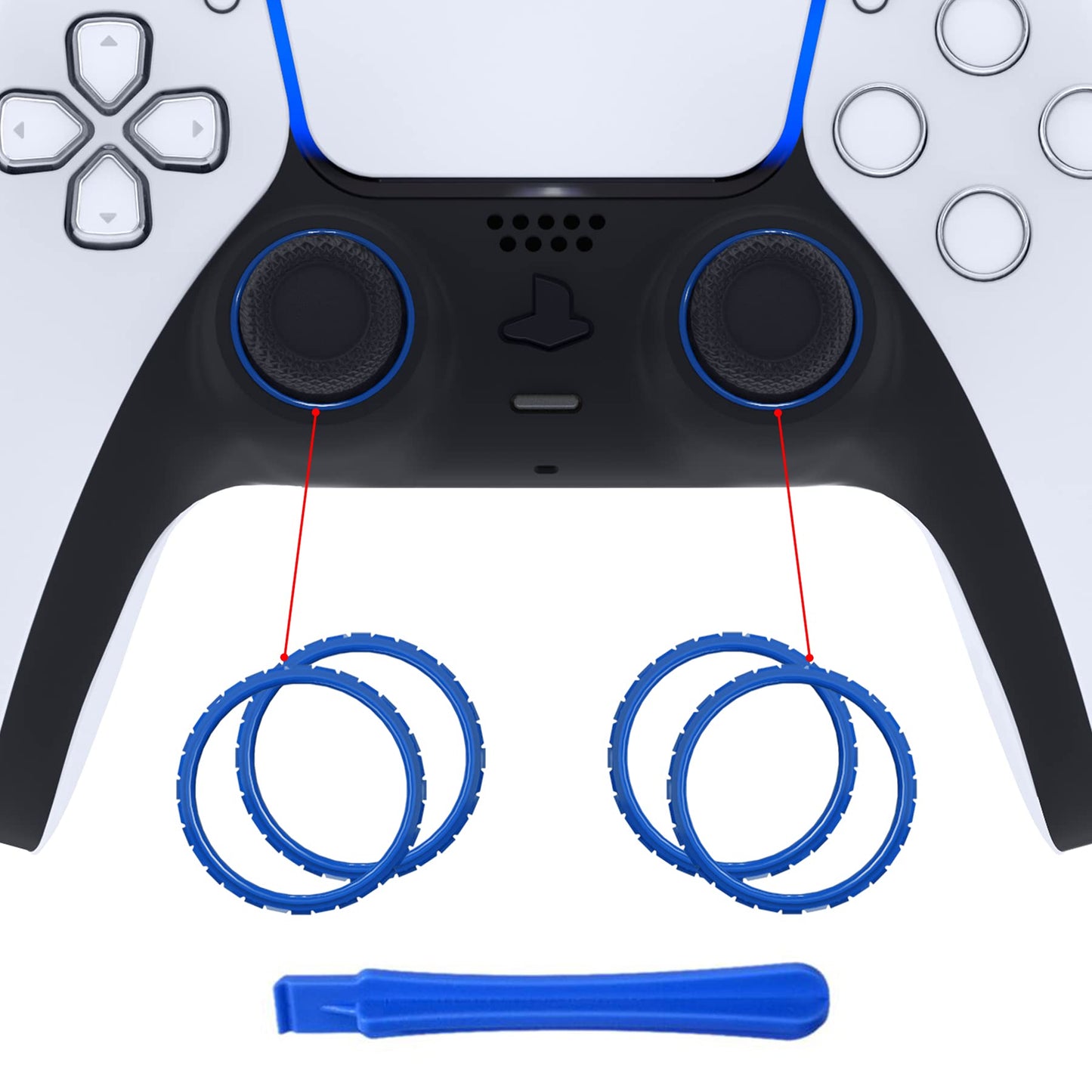 eXtremeRate Blue Replacement Accessories Thumbstick Rings for PS5 Controller  Custom Accent Rings for PS5 Controller - Controller NOT Included