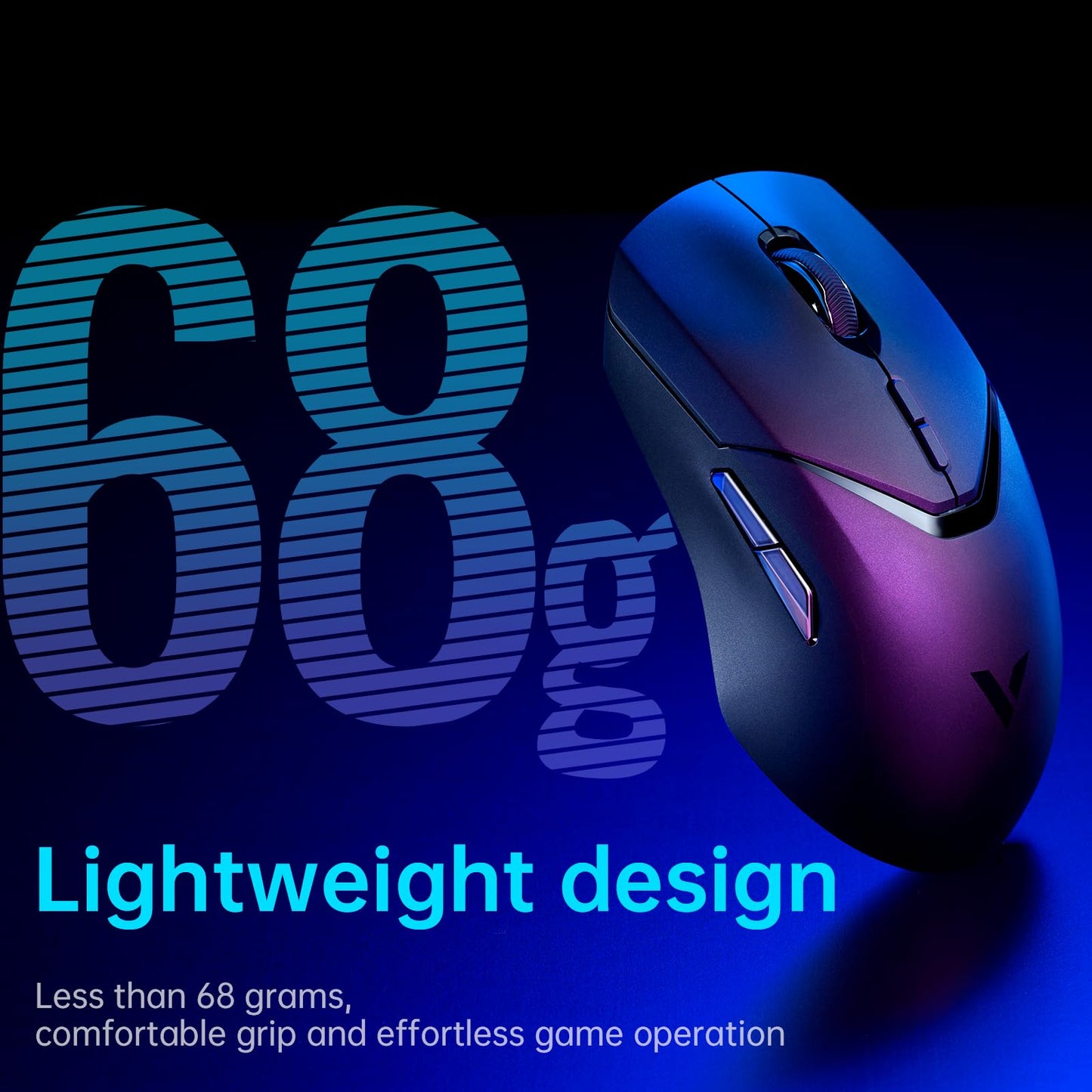 Rapoo VT9Pro Wireless Gaming Mouse - 26000 DPI, 1ms Response, 10 Programmable Buttons, Lightweight, Black