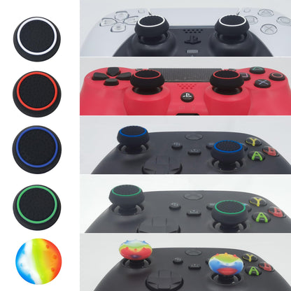 ZHI-NYLLDJS 30-Piece Thumb Grip Caps for PS5/4, Xbox, Switch - Black & Colorful Joystick Accessories