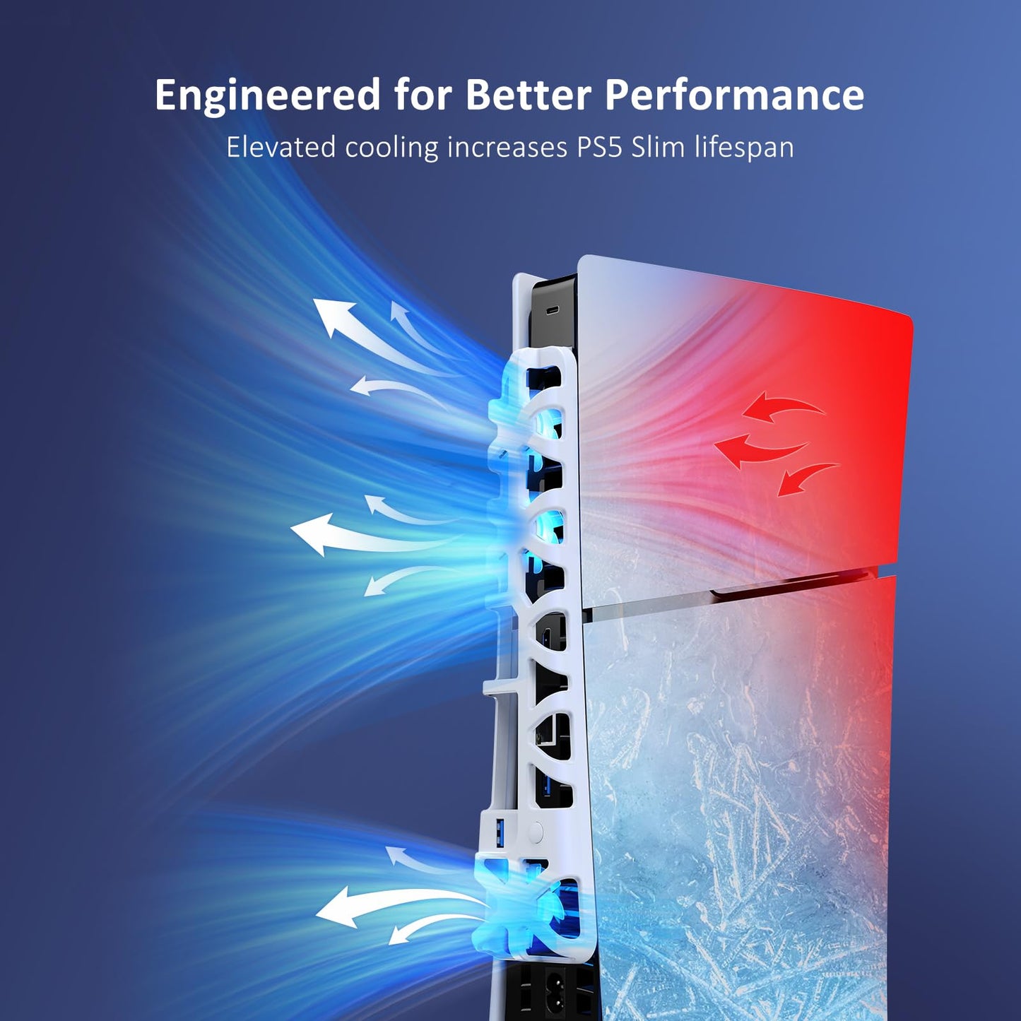 NexiGo PS5 Slim Cooling Fan - Silent, Adjustable Speed, Auto On/Off, USB 3.0, Efficient Cooling for PS5 Slim Disc/Digital (White)