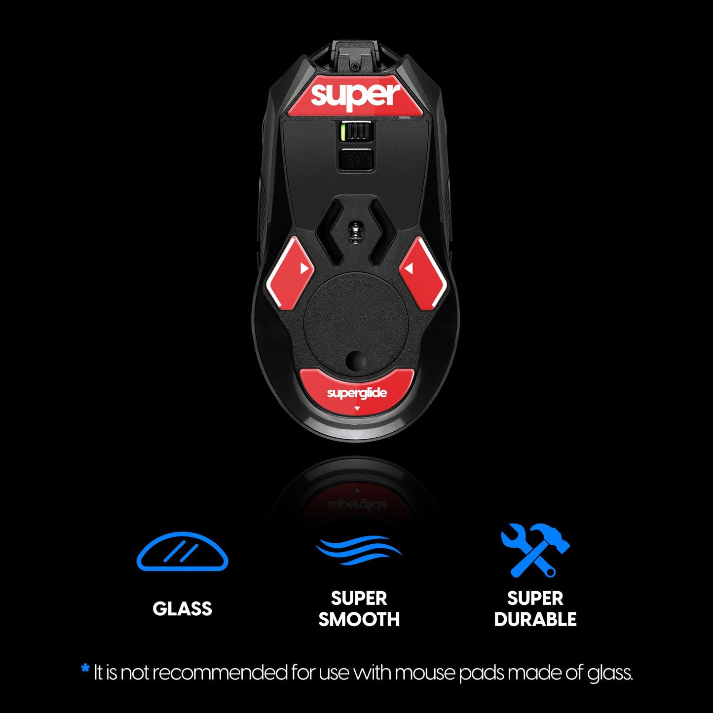 Pulsar Gaming Gears Superglide2 Mouse Feet - Textured Red Surface for Logitech G900/903 - Durable Ultra Strong Glass Model L90SGR2