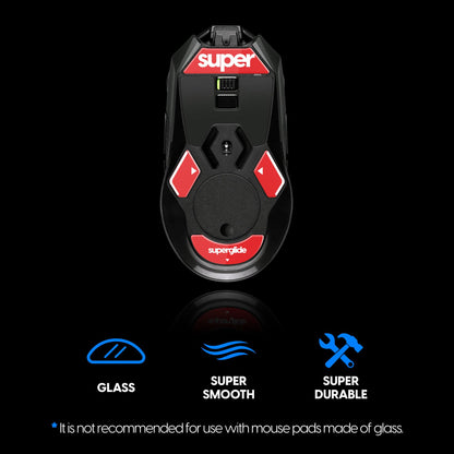 Pulsar Gaming Gears Superglide2 Mouse Feet - Textured Red Surface for Logitech G900/903 - Durable Ultra Strong Glass Model L90SGR2