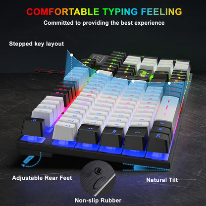 BlueFinger RGB Gaming Keyboard & Backlit Mouse Combo, USB Wired, Black & White