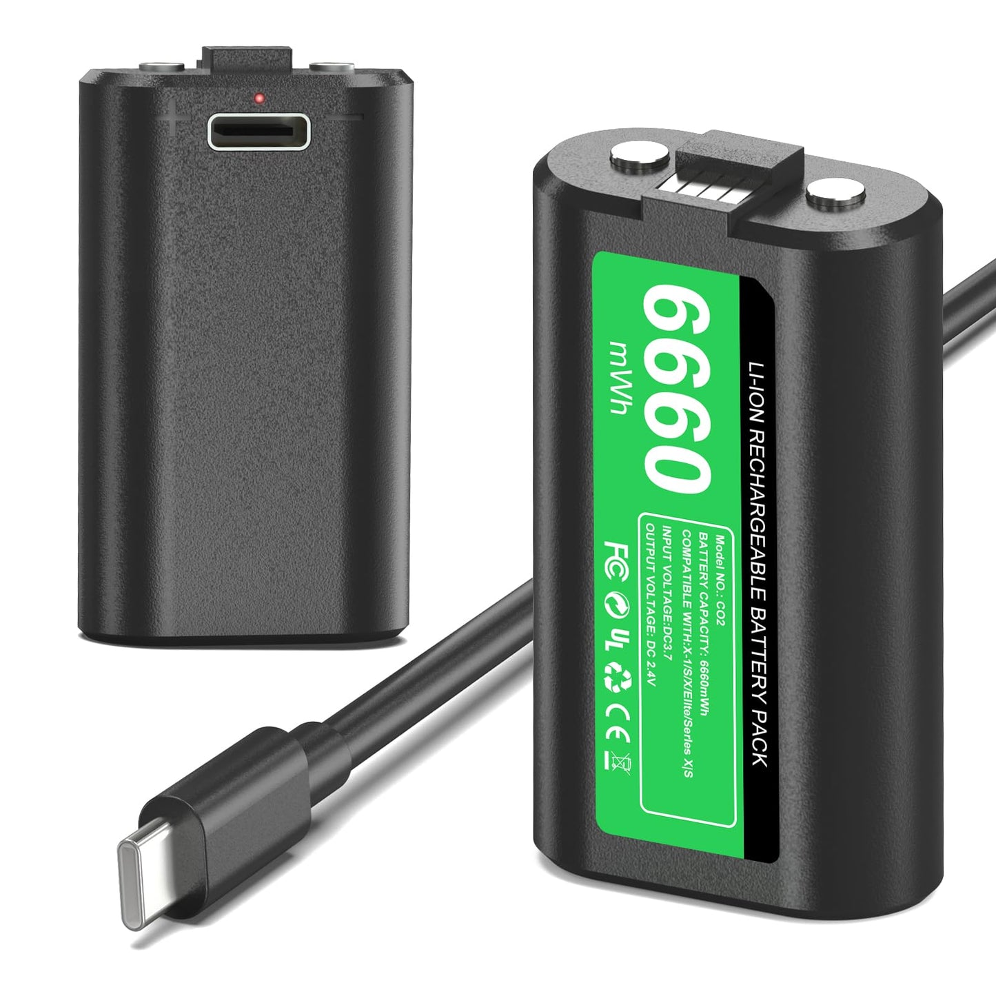 GKHERD Rechargeable Controller Battery Pack for Xbox One/Xbox Series X|S  2x6660mWh Battery Pack with Type-C Charging Cable for Xbox One/S/X/Elite Controller