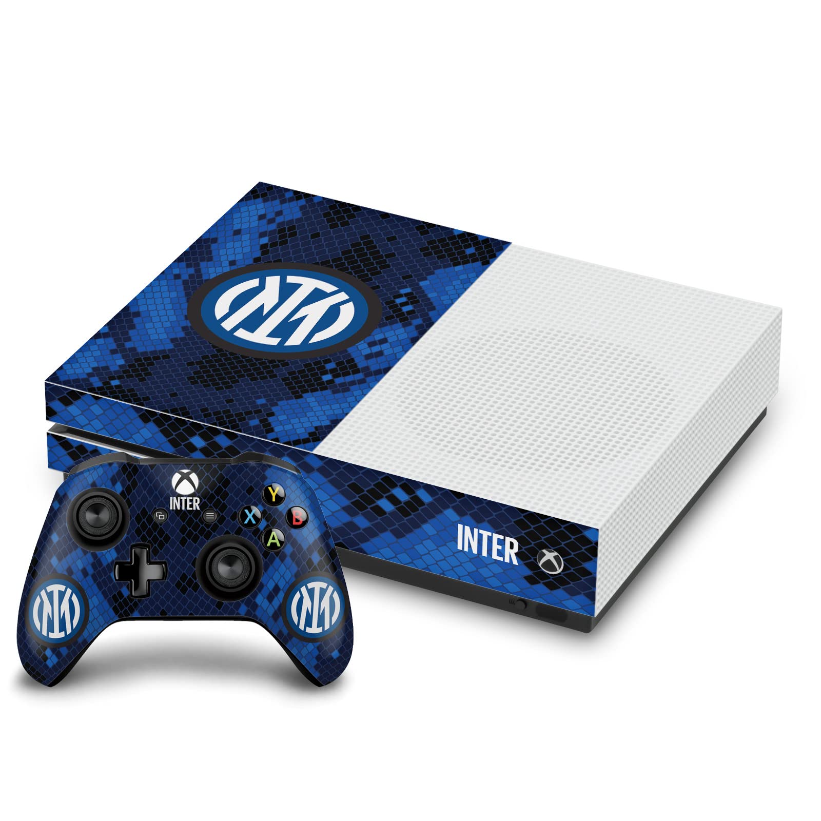 Head Case Designs Officially Licensed Inter Milan Home 2021/22 Crest Kit Vinyl Sticker Gaming Skin Decal Cover Compatible With Xbox One S Console and Controller Bundle