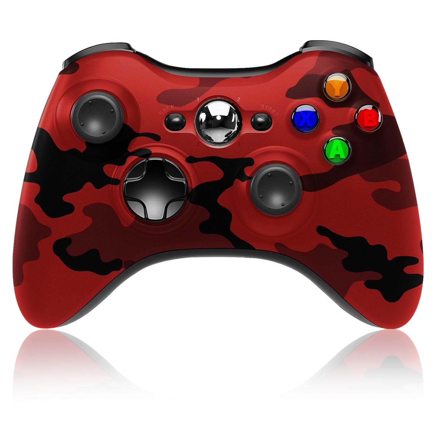 BUERTT Wireless Controller for Xbox 360  2.4GHZ Game Joystick Controller Gamepad for Xbox 360 & Slim Console and PC Windows 7/8/10 No Audio Jack Camo Red