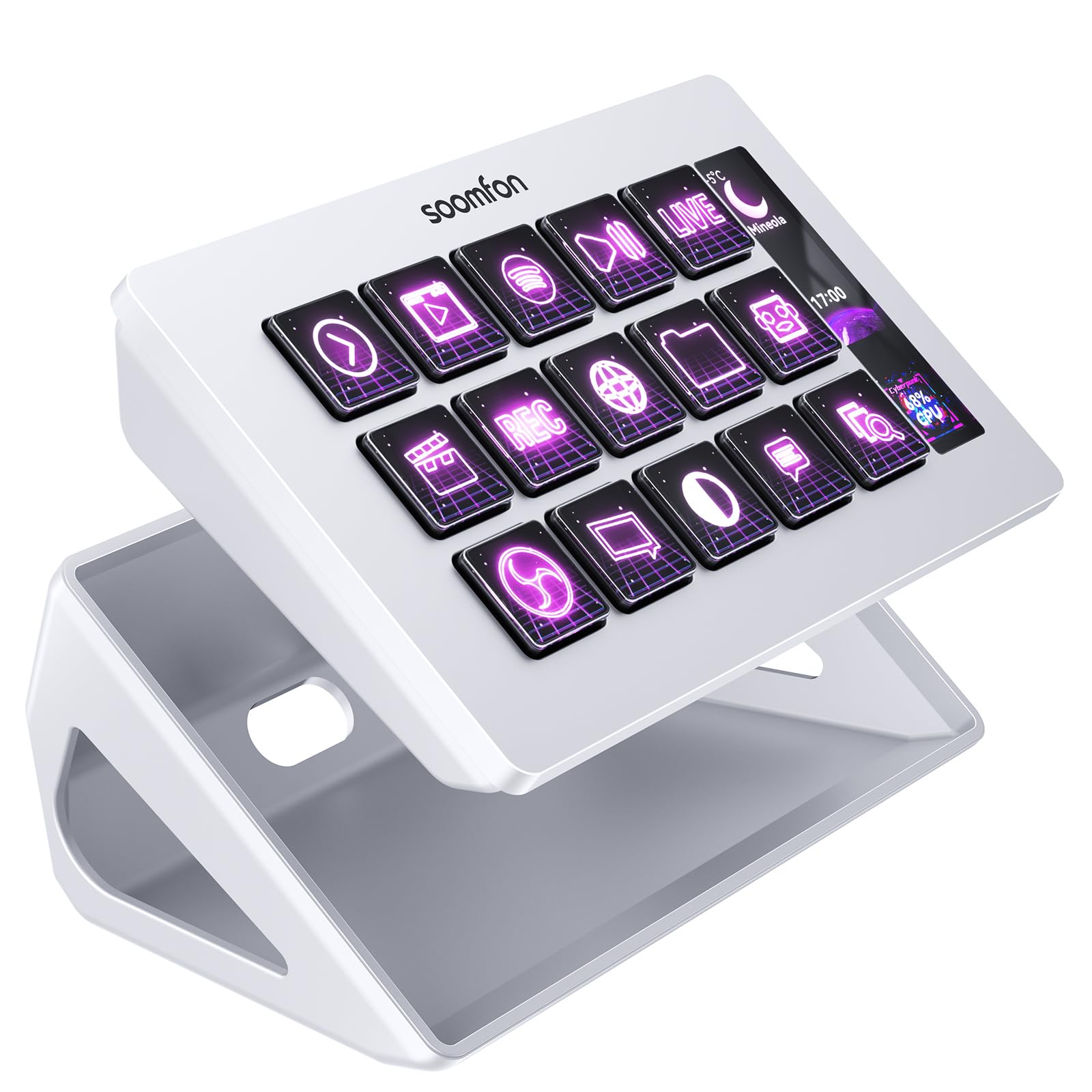 SOOMFON Stream Controller Stream Control Deck with 15 LCD Macro Keys Customizable for Content Creators Streaming Gaming to Trigger Actions in OBS  YouTube  Twitch and More  Compatible with PC & MAC