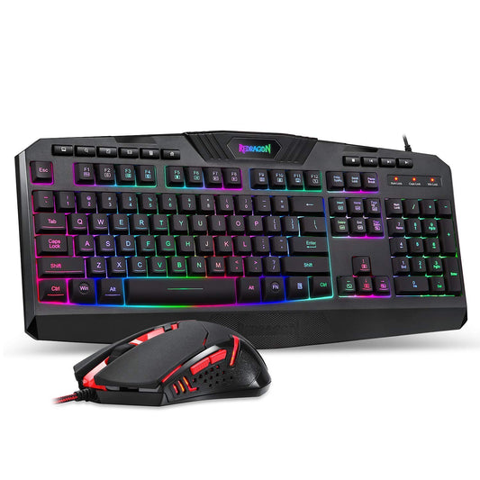 Redragon S101 Gaming Combo Set - RGB Backlit Keyboard & M601 Mouse, Black, Plastic, Programmable, New Version
