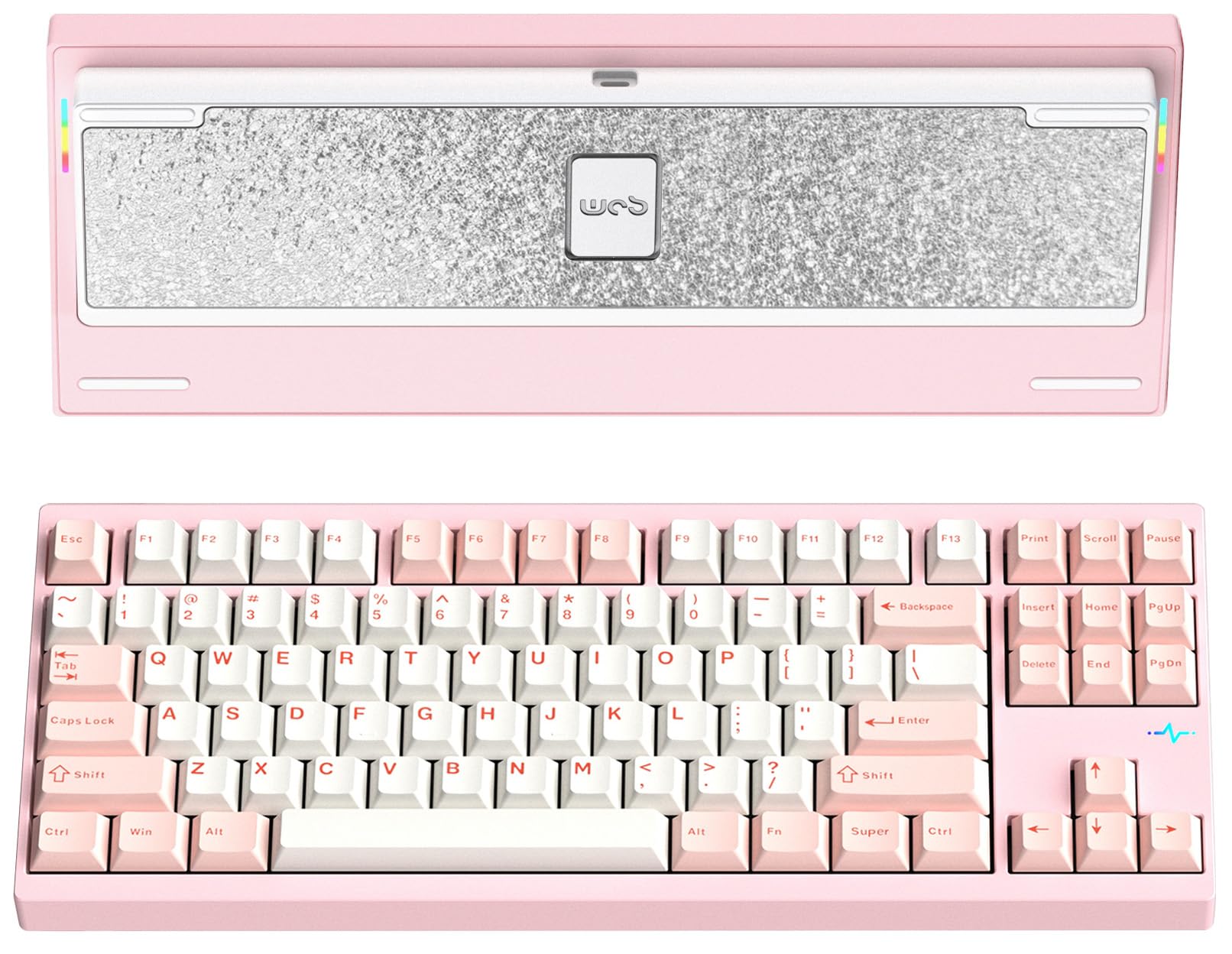 KEEBMONKEY WOBKEY Crush 80 Reboot CNC Aluminum 5-Second Quick-Release Triple-Mode Connectivity Mechanical Keyboard with Superior Acoustics (Pro Pink)