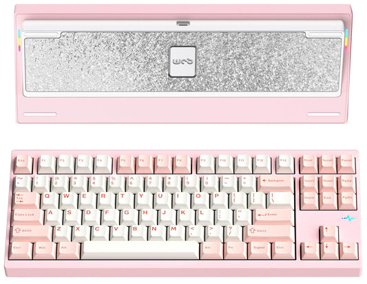 KEEBMONKEY WOBKEY Crush 80 Reboot CNC Aluminum 5-Second Quick-Release Triple-Mode Connectivity Mechanical Keyboard with Superior Acoustics (Pro Pink)