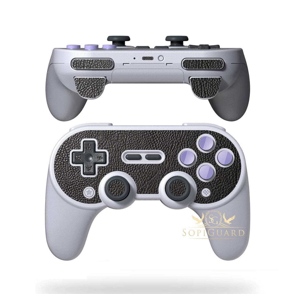 SopiGuard Skin for 8BitDo SN30 Pro+ Controller Precision Cut Vinyl Sticker Wrap (Leather Textured)