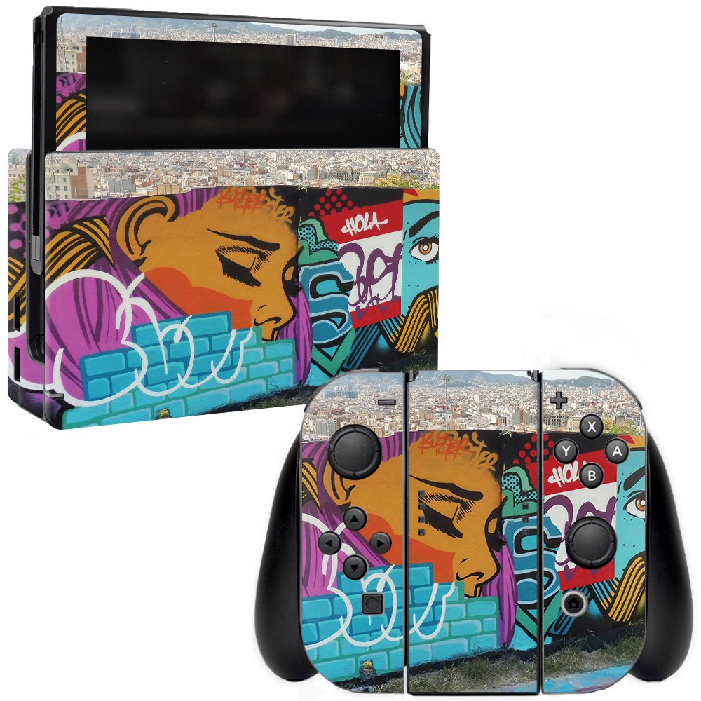 MightySkins Skin Compatible with Nintendo Switch - Graffiti Skyline | Protective, Durable, and Unique Vinyl Decal wrap Cover | E