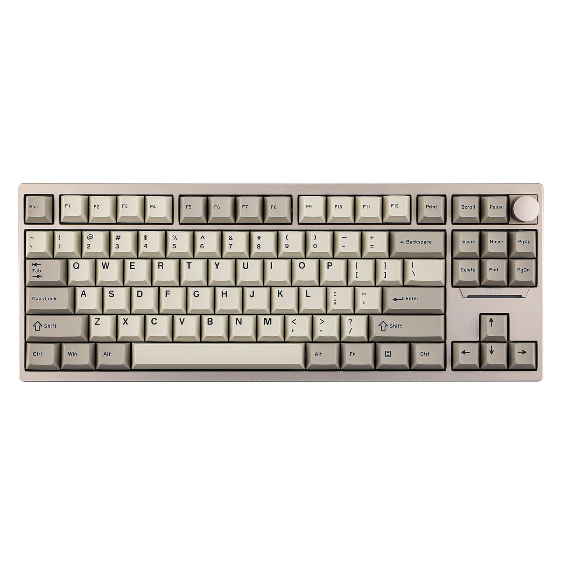 Ematerial nameAKER P87 TKL Aluminum Wireless Gaming Keyboard  QMK/VIA Programmable  87% Bluetooth/2.4Ghz/USB-C  with CNC Metal Knob and RGB Backlight (Khaki  Zebra Switch)