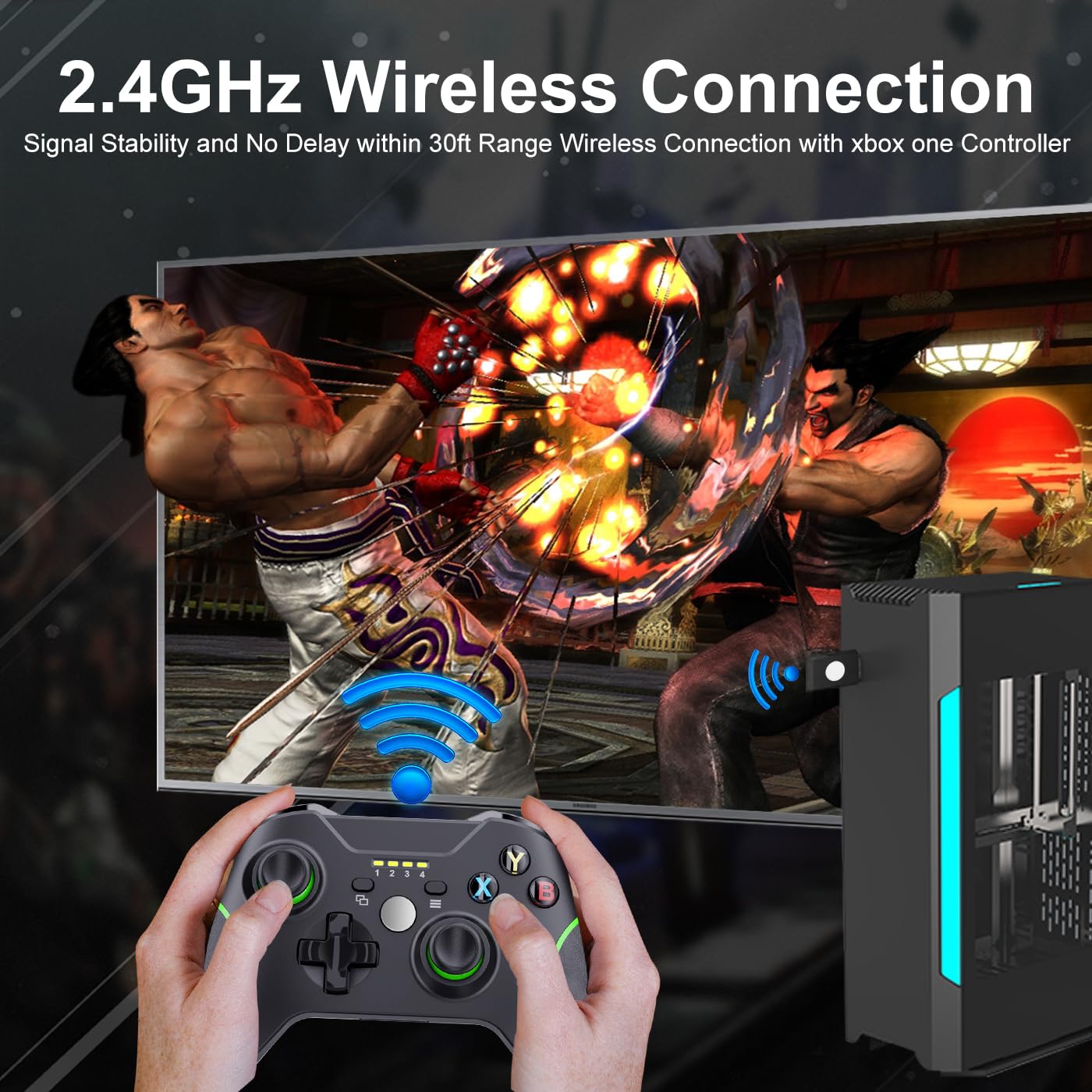ADHJIE Xbox One Controller - 2.4GHz Wireless, 3.5mm Audio Jack, Black