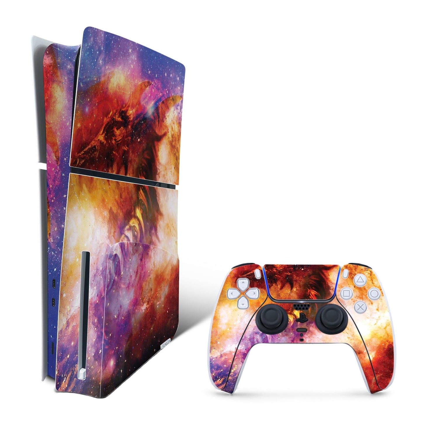 MightySkins Skin Compatible with Playstation 5 Slim Disk Edition Bundle - Dragon Nebula | Protective  Durable  and Unique Vinyl Decal wrap Cover | Easy to Apply | Made in The USA
