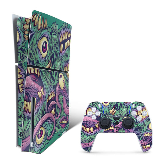 MightySkins Skin Compatible with Playstation 5 Slim Disk Edition Bundle - Eyes and Teeth | Protective  Durable  and Unique Vinyl Decal wrap Cover | Easy to Apply | Made in The USA