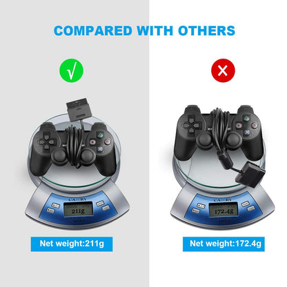 Finera Wired Gaming Controller for PS2 - Double Shock Vibration, 1.8M Cable, Black