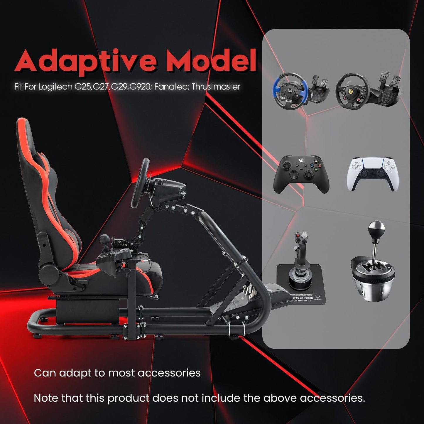 Dardoo G920 Racing Cockpit Simulator Stand for Logitech/Thrustmaster/Fanatec - Adjustable Direct-Drive, Model NO.54, Red Seat