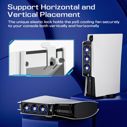 Honghao PS5 Cooling Fan with 3 LED Lights, 2 USB 3.0 Ports, Dual Speed, Black, Small, Model b146b99b-eab7-4928-