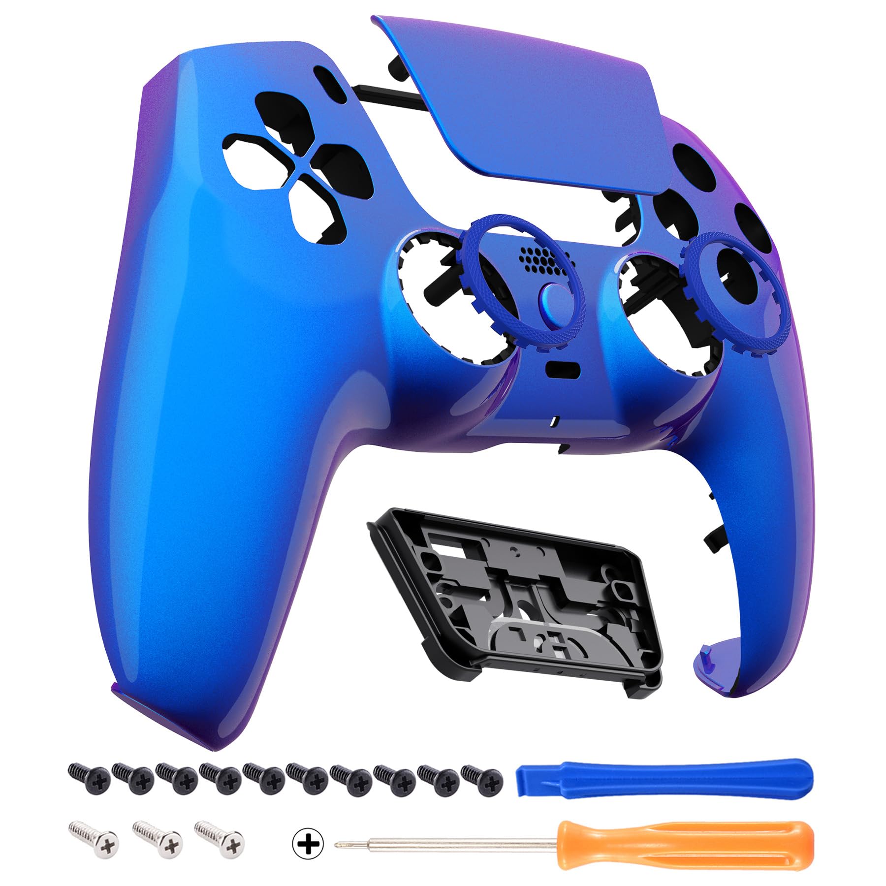 eXtremeRate Luna Redesigned Front Shell Touchpad Compatible with ps5 Controller BDM-010 020 030 040 050  Chameleon Purple Blue DIY Replacement Faceplate Touch Pad Cover Compatible with ps5 Controller